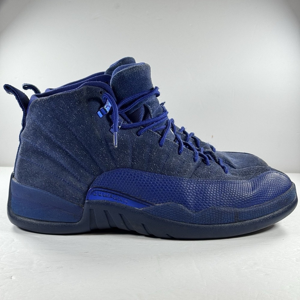 Nike Air Jordan 12 Retro Deep Royal‎ Blue Suede Sneaker 130690-400 Men's Size 12